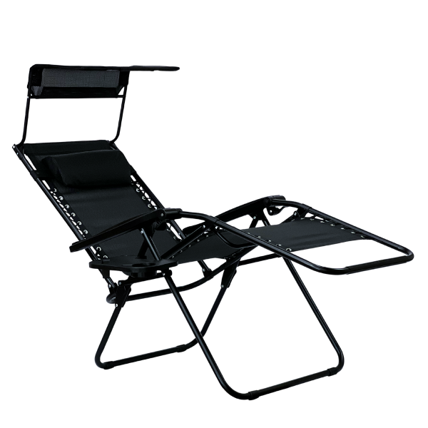 Розкладне крісло шезлонг з козирком LEOBRO Zero Gravity Black (LB-ZGC-H1-BLK) - фото №2