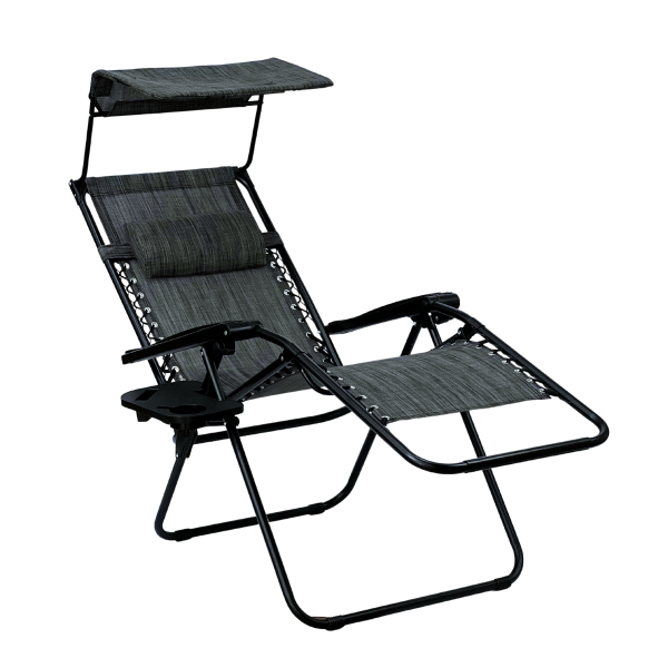 Розкладне крісло шезлонг із козирком LEOBRO Zero Gravity Dark Grey (LB-ZGC-H1-DGR) - фото №2