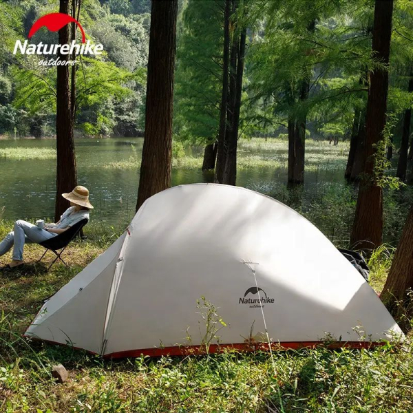 Намет надлегкий тримісний з футпринтом Naturehike Cloud Up 3 Updated NH18T030-T, 20D, темно-зелений - фото №5