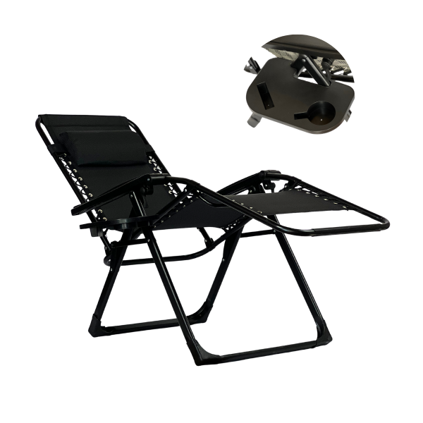 Розкладне крісло шезлонг LEOBRO Zero Gravity Premium Black (LB-ZGC-G2-BLK) - фото №4