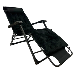 Розкладне крісло ліжко з оксамитовим матрацом LEOBRO Black (LB-FCB-G4-BLK)