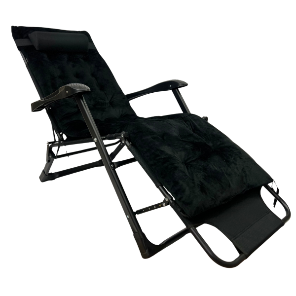 Розкладне крісло ліжко з оксамитовим матрацом LEOBRO Black (LB-FCB-G4-BLK) - фото