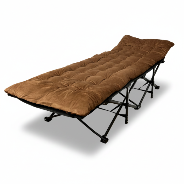 Розкладачка для туризму LEOBRO з товстим оксамитовим матрацом (LB-CC-L2-BRN) - фото