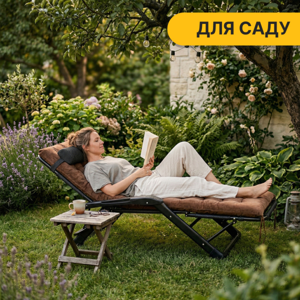 Розкладне крісло ліжко з оксамитовим матрацом LEOBRO Brown (LB-FCB-G4-BRN) - фото №15