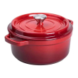 Каструля чавунна емальована 3 л з кришкою Ø24 см Червона HP-1-3R - фото №2