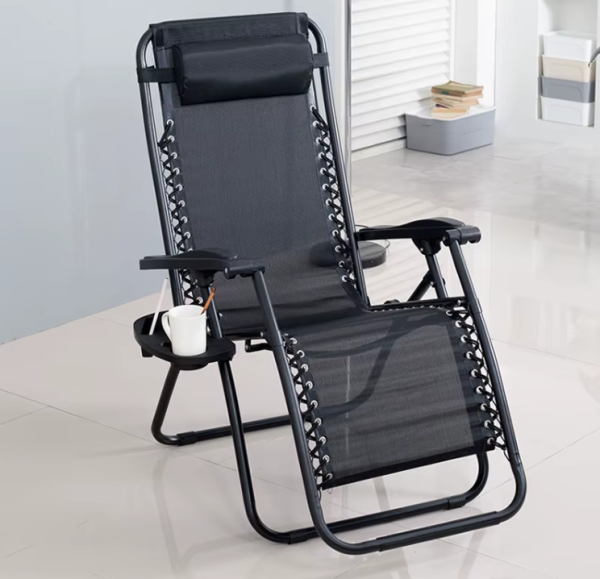Розкладне крісло шезлонг LEOBRO Zero Gravity Black (LB-ZGC-A1-BLK) - фото №2