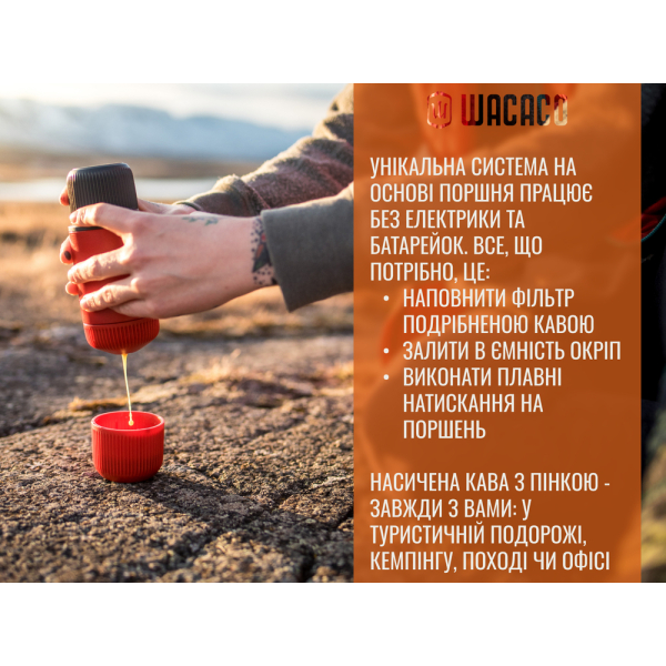 Портативна еспресо-кавоварка Wacaco Nanopresso червона з чохлом - фото №8