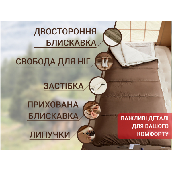 Спальний мішок 3 в 1 Naturehike CR450 CNH22SD011, коричневий - фото №4