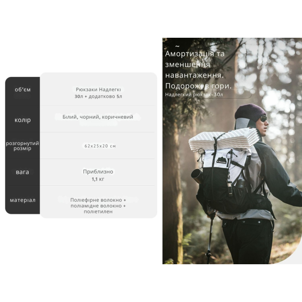 Рюкзак туристичний Naturehike Helium CNK2300016, 30+5 л, коричневий - фото №38