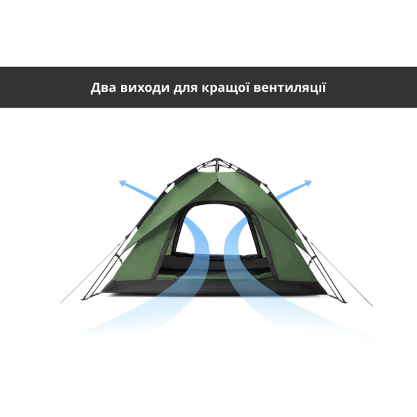 Намет тримісний автоматичний Naturehike NH21ZP008, темно-зелений - фото №5