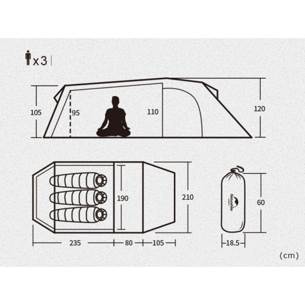 Намет тримісний Naturehike Opalus, UL, NH17L001-L, світло-зелений - фото №14