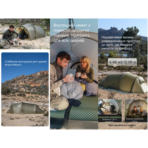 Намет двомісний Naturehike Opalus, UL, CNK2450WS036, темно-зелений - фото №18