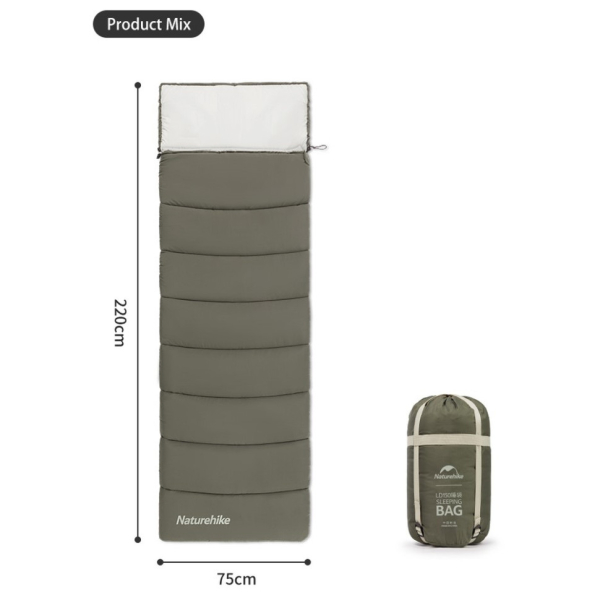 Спальник з капюшоном Naturehike LD350 CNK2300SD016, темно-зелений - фото №4