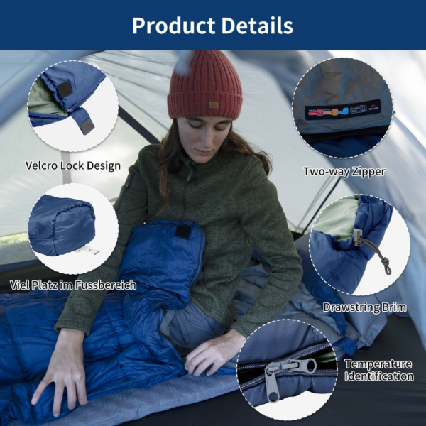 Спальник з капюшоном Naturehike MJ300 CNK2300SD014, темно-блакитний - фото №3