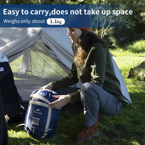 Спальник з капюшоном Naturehike MJ300 CNK2300SD014, темно-блакитний - фото №5
