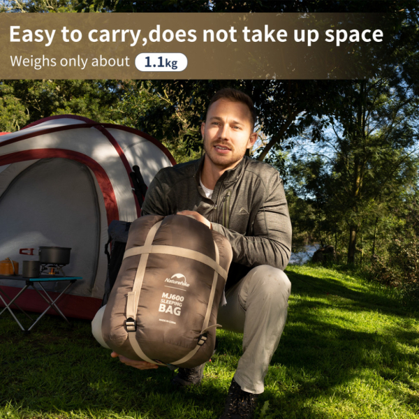 Спальник з капюшоном Naturehike MJ 600 CNK2300SD014, коричневий - фото №3