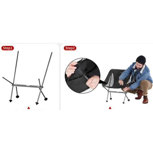 Стілець складаний Naturehike Stellaluna L04 CNK2450JJ015, розмір M, алюміній, чорний - фото №2