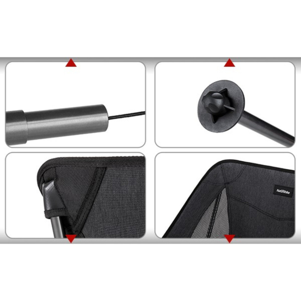 Стілець складаний Naturehike Stellaluna L04 CNK2450JJ015, розмір M, алюміній, чорний - фото №4