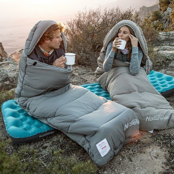 Спальник з капюшоном із звичайним мішком для зберігання Naturehike M400 CNK2350WS023, (1°C), лівий, сірий - фото №2