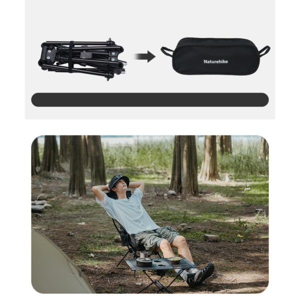 Крісло складане Naturehike Clamshell 001 Triangle Folding Moon Chair, чорний - фото №16