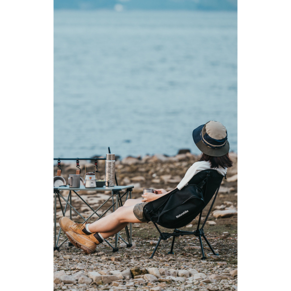 Крісло складане Naturehike Clamshell 001 Triangle Folding Moon Chair, чорний - фото №17