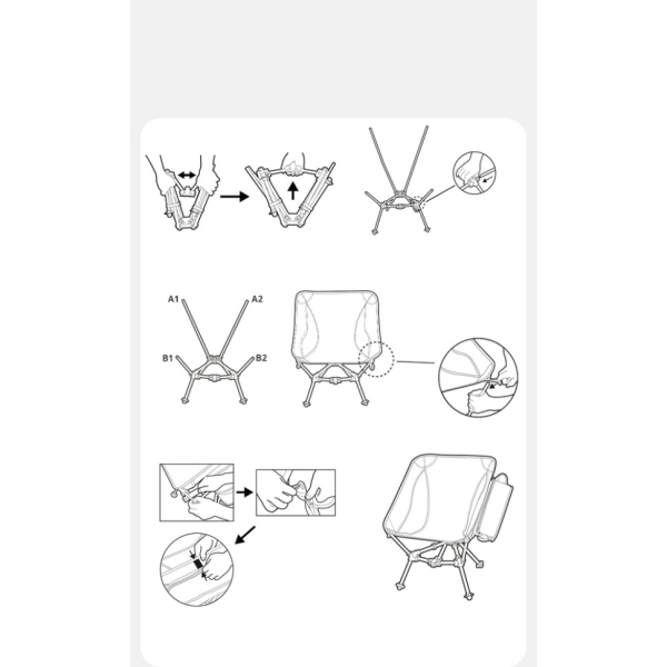 Крісло складане Naturehike Clamshell 001 Triangle Folding Moon Chair, чорний - фото №2