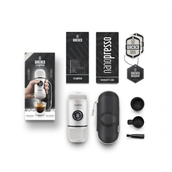 Портативна еспресо-кавоварка Wacaco Nanopresso біла з чохлом - фото №2