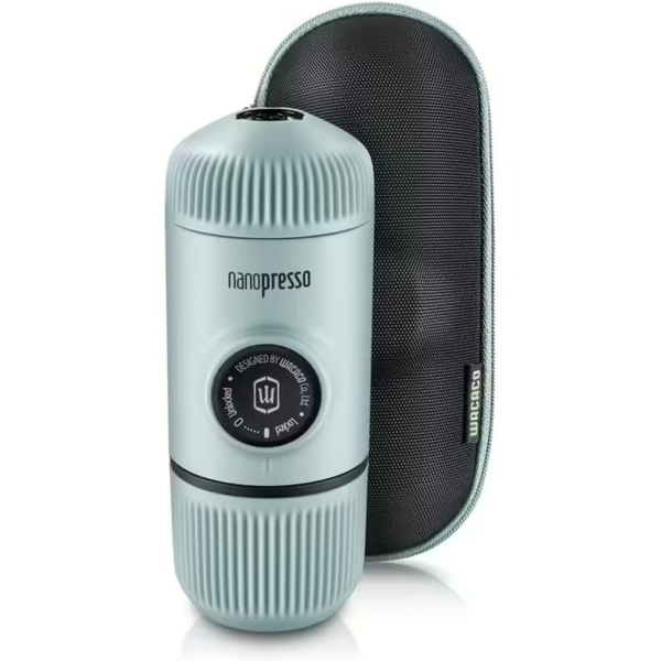 Портативна еспресо-кавоварка Wacaco Nanopresso блакитна з чохлом - фото