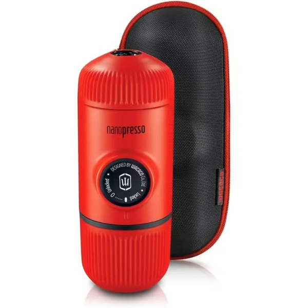 Портативна еспресо-кавоварка Wacaco Nanopresso червона з чохлом - фото
