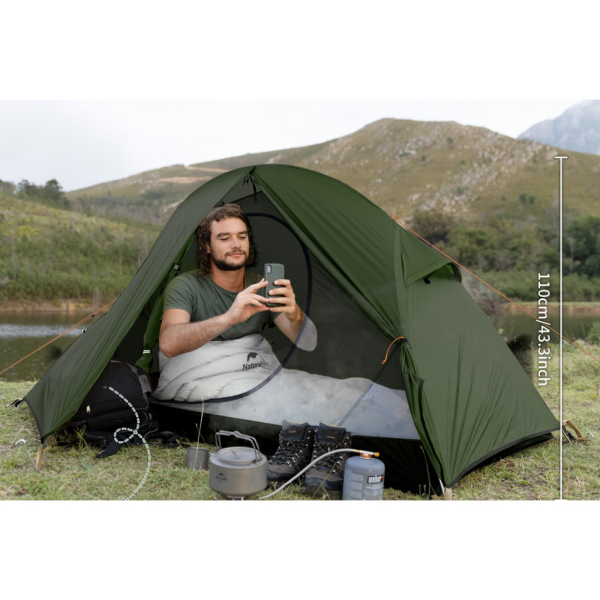 Намет надлегкий одномісний  з футпринтом Naturehike Cycling 1 NH18A095-D, 210T, темний зелений - фото №6