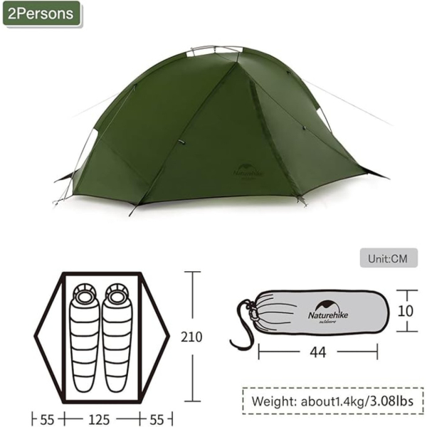 Намет двомісний Naturehike Tagar NH17T180-J, темний зелений - фото №3