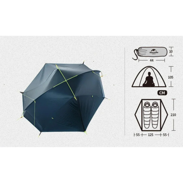 Намет двомісний Naturehike Tagar NH17T180-J, темний блакитний - фото №2