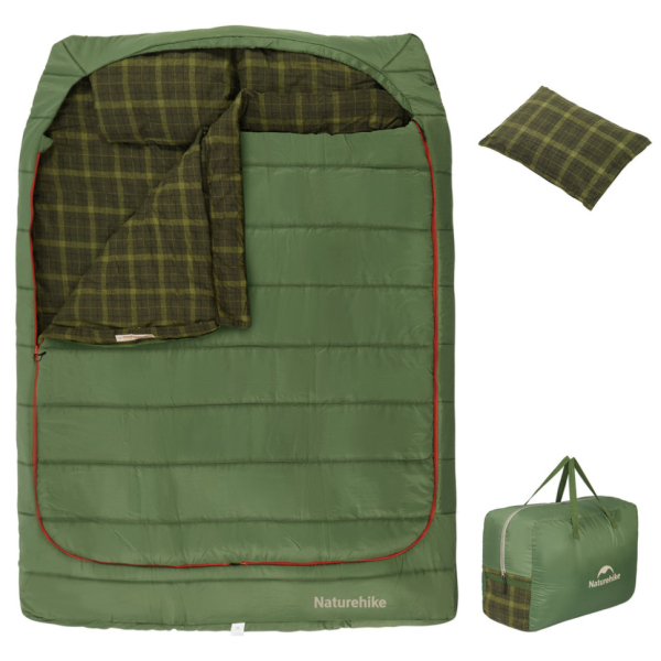 Спальний мішок двомісний із подушками Naturehike CNK2350WS019, зелений - фото №13