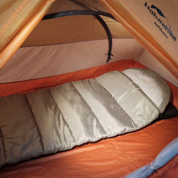 Спальник з капюшоном із звичайним мішком для зберігання Naturehike M400 CNK2350WS023, (1°C), лівий, зелений - фото №6