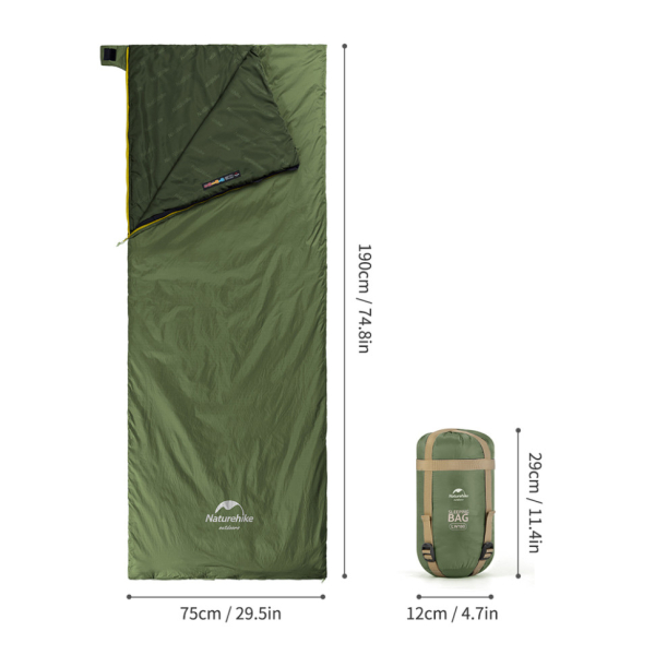 Спальний мішок Naturehike LW180 Mini NH21MSD04, лівий, темно-зелений - фото №2