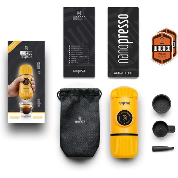 Портативна еспресо-кавоварка Wacaco Nanopresso жовта - фото №5