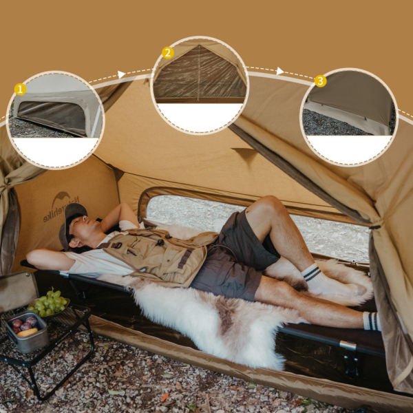 Намет одномісний із тентом Naturehike CNK2450WS026, коричневий - фото №5