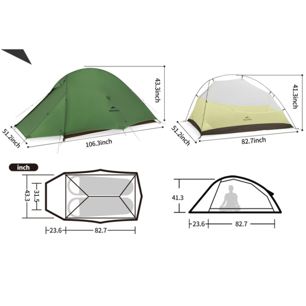 Намет надлегкий двомісний Naturehike Cloud Up Pro CNK2350WS020, темно-зелений - фото №3