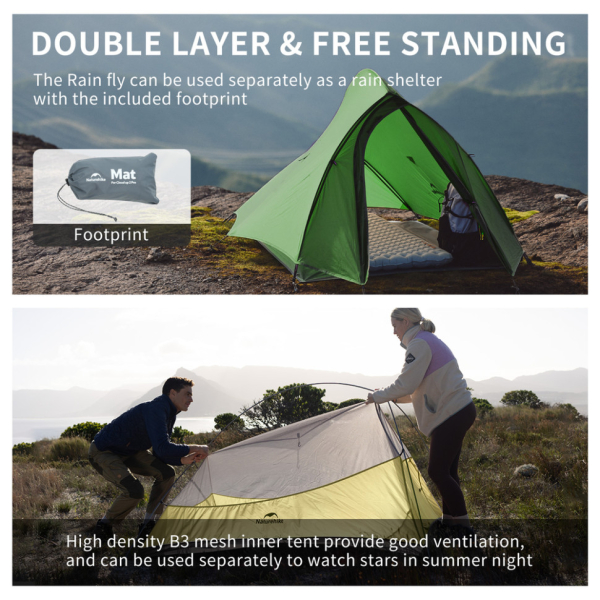 Намет надлегкий двомісний Naturehike Cloud Up Pro CNK2350WS020, темно-зелений - фото №4