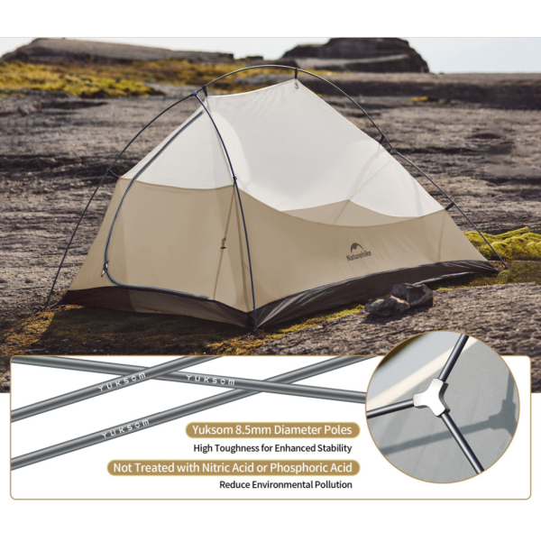 Намет надлегкий двомісний Naturehike Cloud Up Pro CNK2350WS020, коричневий - фото №3