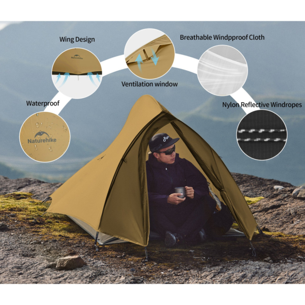 Намет надлегкий двомісний Naturehike Cloud Up Pro CNK2350WS020, коричневий - фото №5