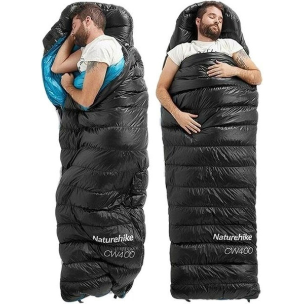 Спальник з натуральним пухом Naturehike CW400 NH18C400-D, p-р M, чорно-блакитний - фото №4
