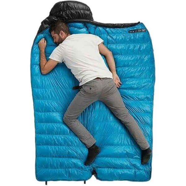 Спальник з натуральним пухом Naturehike CW400 NH18C400-D, p-р M, чорно-блакитний - фото №5