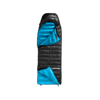 Спальник з натуральним пухом Naturehike CW400 NH18C400-D, p-р L, чорно-блакитний - фото