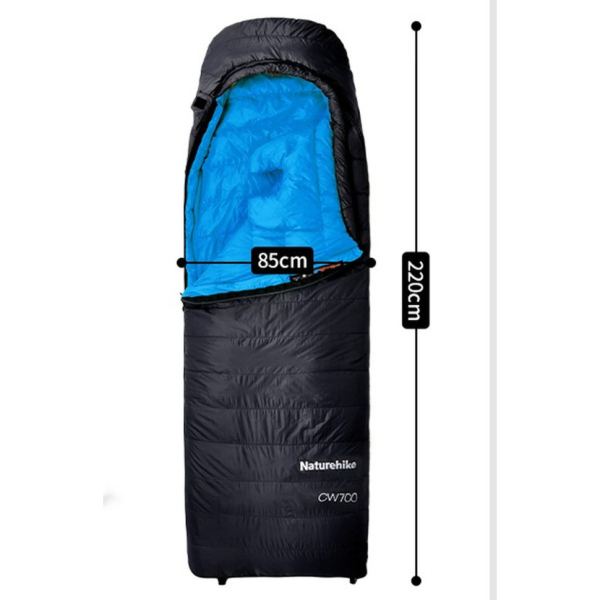 Спальник з натуральним пухом Naturehike CW700 CNK2450WS048, p-р L, чорно-блакитний - фото №3