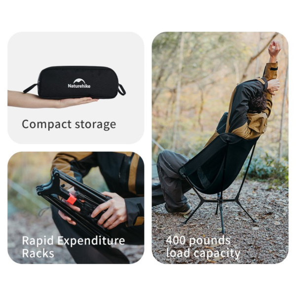 Стілець складаний ультралегкий Naturehike CNK2550JJ013 Yamami YL01, розмір М, алюміній, оливковий - фото №11