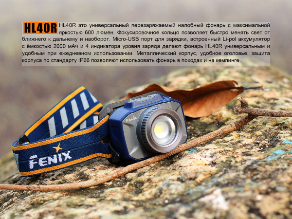 Ліхтар налобний Fenix HL40R Cree XP-LHIV2 LED сірий - фото №9