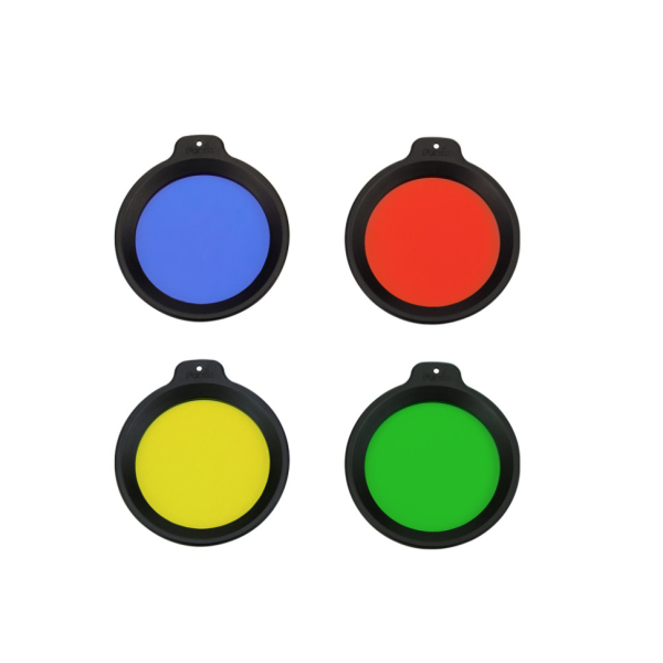 Набір із 4 фільтрів (синій, жовтий, зелений, червоний) для ліхтарів Fenix серії HT18 (у комплекті є сумка для зберігання) - фото