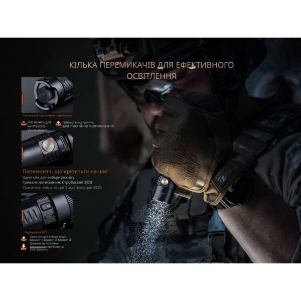Ліхтар тактичний ручний Fenix PD35R ACE LED 2000 лм + наключний ліхтар CL01 (чорний)  | Лімітована серія - фото №15