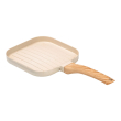 Сковорода гриль квадратна 18×18 см рифлена з гранітним покриттям бежева HP39568W - фото №3